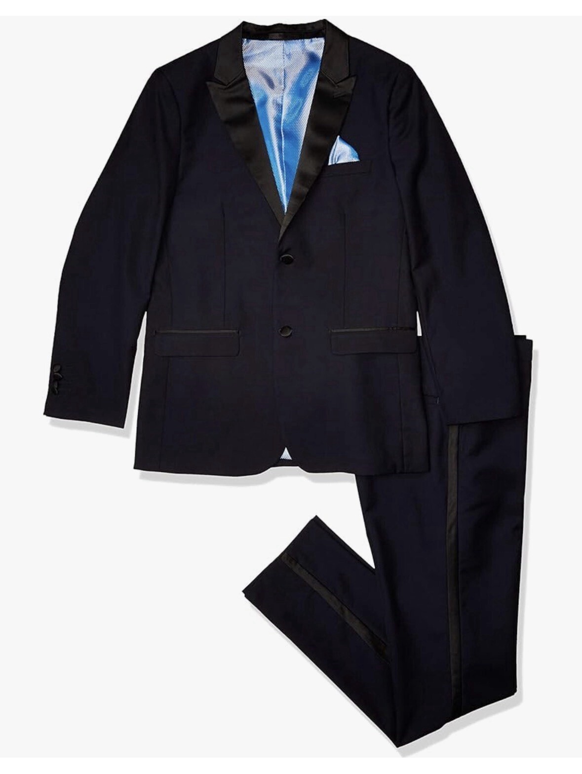 Isaac Mizrahi Boys' 2-Piece Contrast Peak Lapel Tuxedo Size 16 Navy